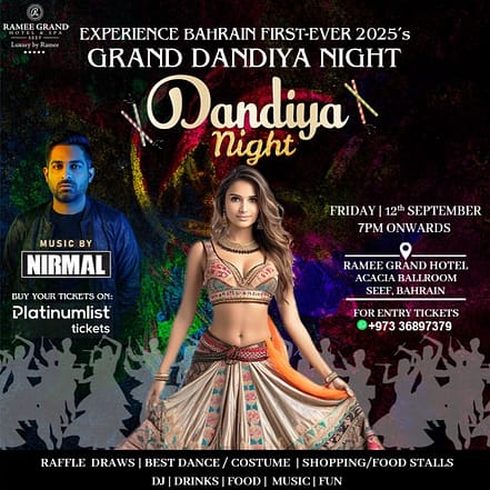 Grand Dandiya Night Bahrain – Desi Events JUZN.com Special Offers, Deals & Discounts