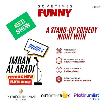 A Comedy Night With Imran Al Aradi – Round 4 At The InterContinental Hotel Bahrain Downtown Bar | 30 July – Comedy Events JUZN.com Special Offers, Deals & Discounts