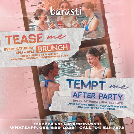 Tease Me – A Sunset Pool Brunch & After Party at Barasti in Dubai – Nightlife JUZN.com Special Offers, Deals & Discounts