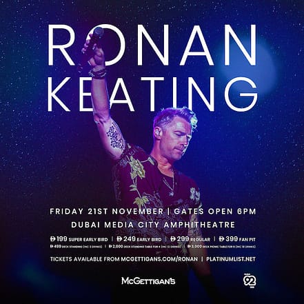Ronan Keating Live in Dubai – Concerts JUZN.com Special Offers, Deals & Discounts